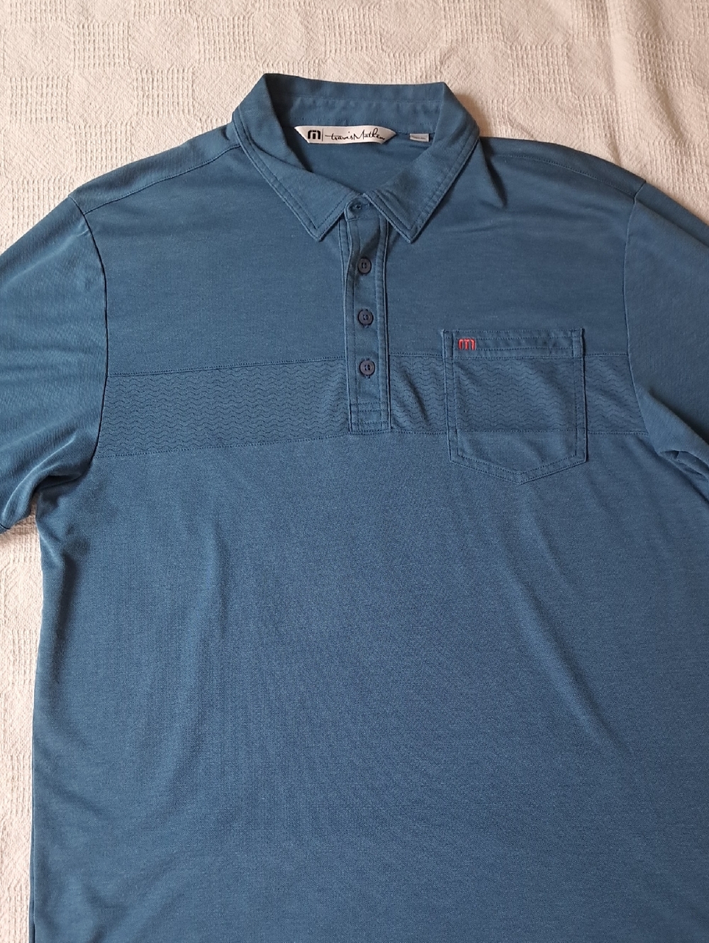 Travis Mathew Slate Blue Short-Sleeve Polo with Chest Pocket